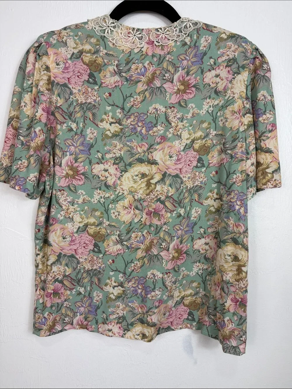 Vintage Agenda Petite Floral Rayon Two Piece Skirt Set Lace Collar Cottagecore 4